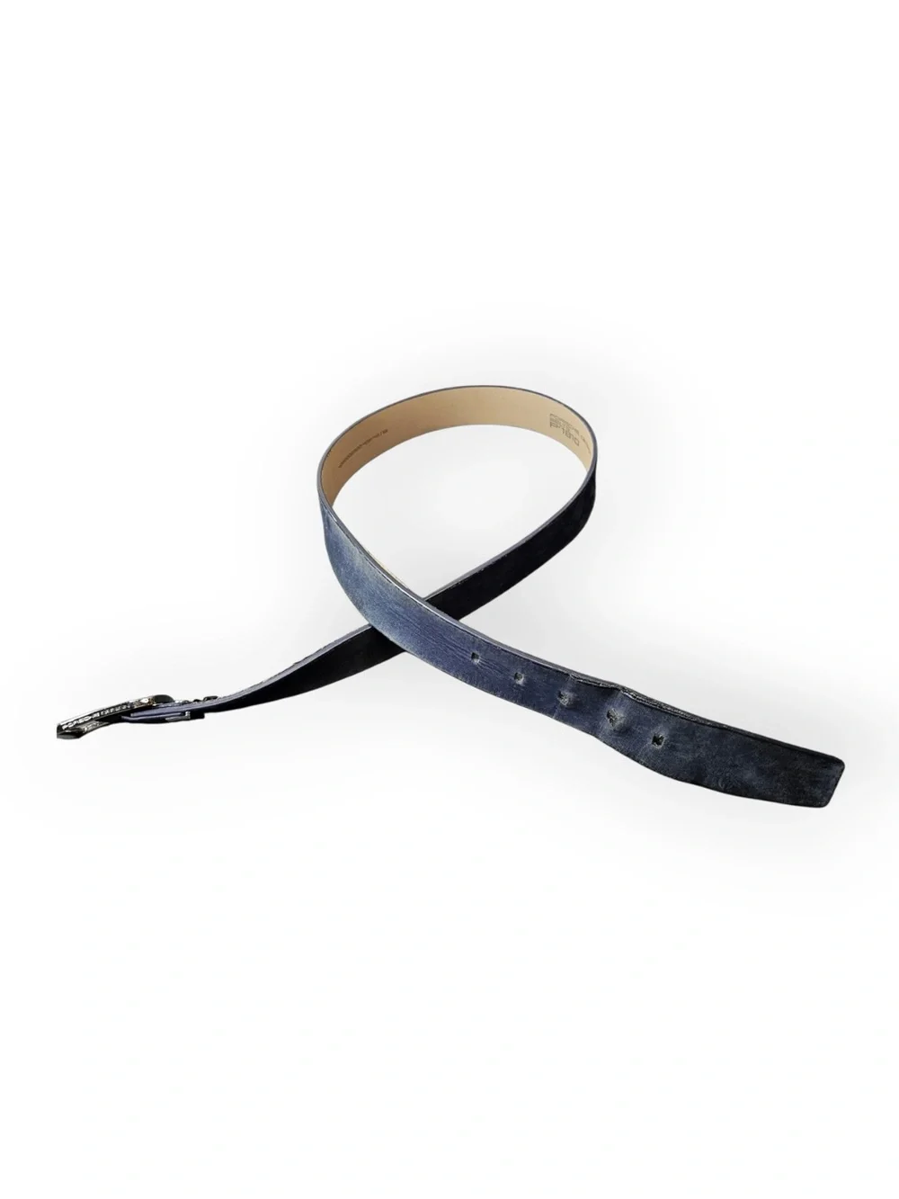 Porsche Design Blue Leather Mens Belt P'1810 Silver Buckle Size 42